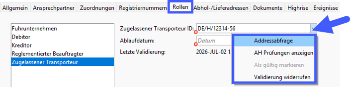 approved haulier role options_DE